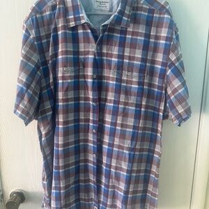 Tommy Bahama Short-Sleeve Plaid Button-Up - Blue & Brown